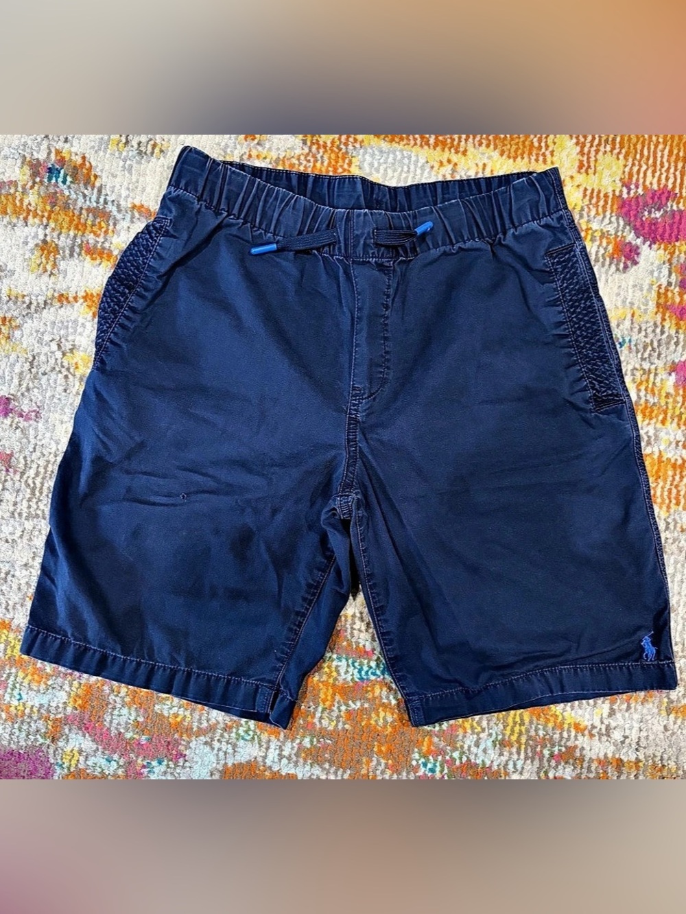 Polo Ralph Lauren Boys Cotton Chino Drawstring Short Shorts Blue Waist Medium